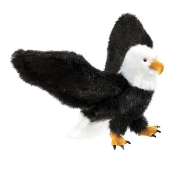 NEW! Folkmanis Puppets Soft Plush Realistic Bald Eagle Hand Puppet Black & White - Picture 3 of 5